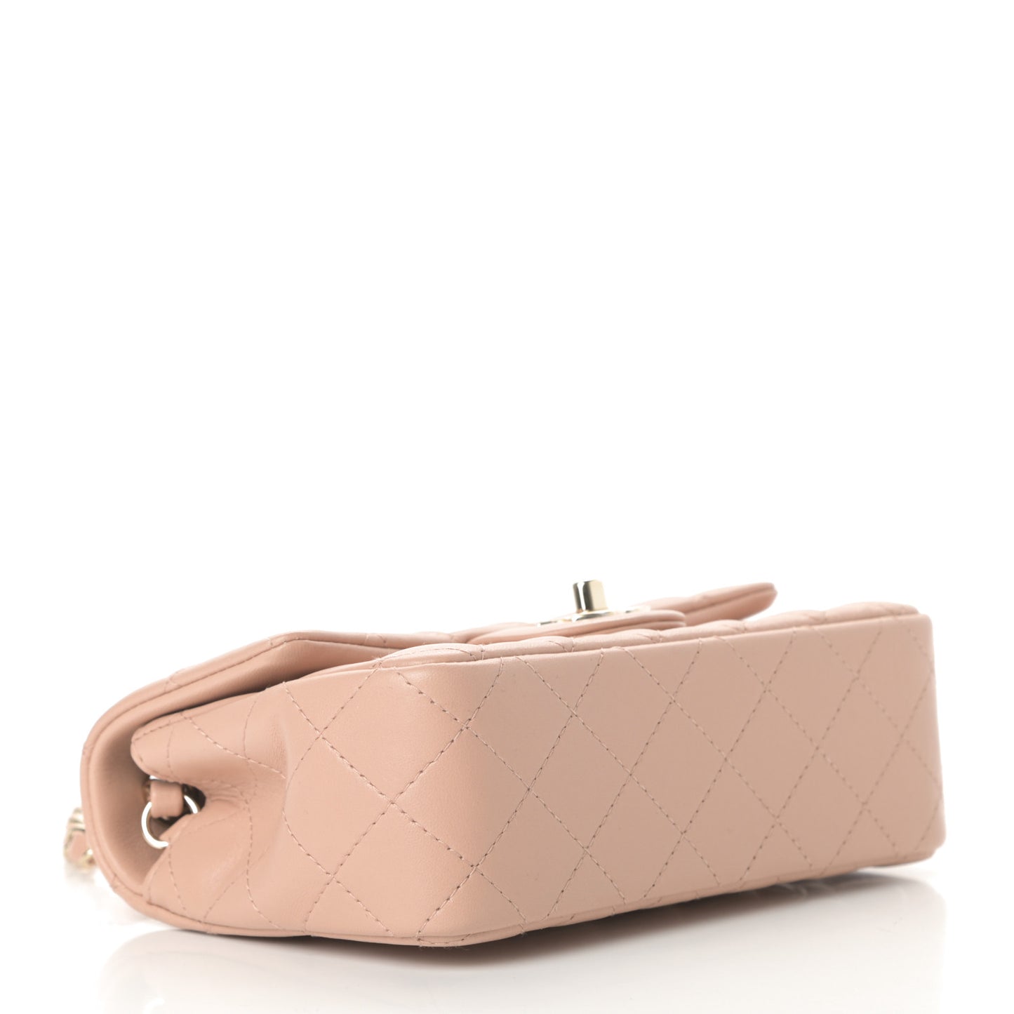 Lambskin Quilted Mini Rectangular Flap Beige