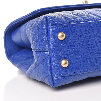 Chanel Caviar Chevron Quilted Mini Coco Handle Flap Blue 9 of 11