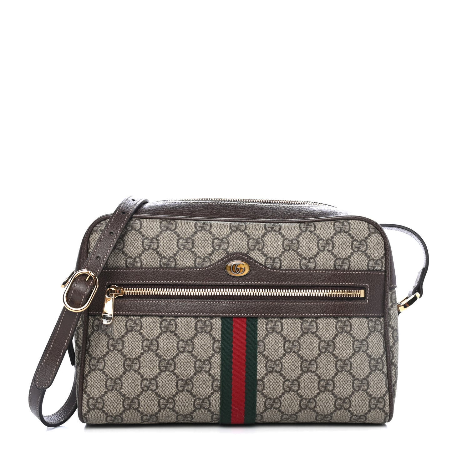 GG Supreme Monogram Web Small Ophidia Shoulder Bag Brown