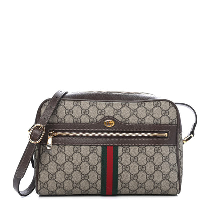 Gucci GG Supreme Monogram Web Small Ophidia Shoulder Bag Brown 1 of 4