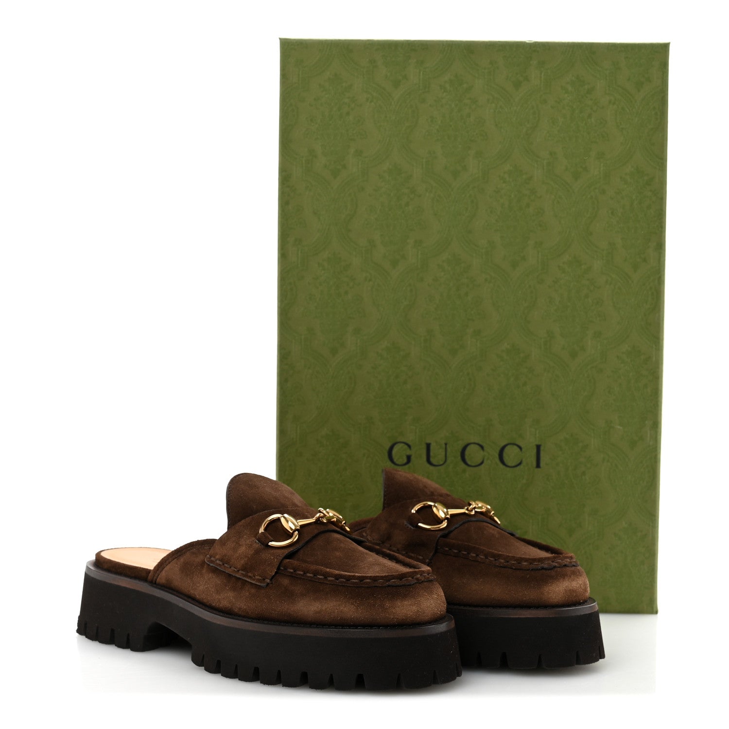 Gucci Suede Horsebit Platform Mules 37 Washed Brown 11 of 11