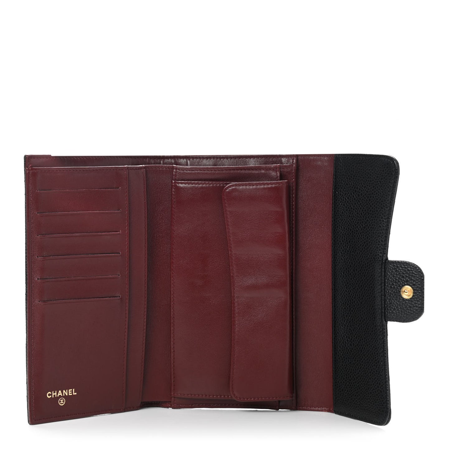 Caviar Quilted Large Flap Wallet Black