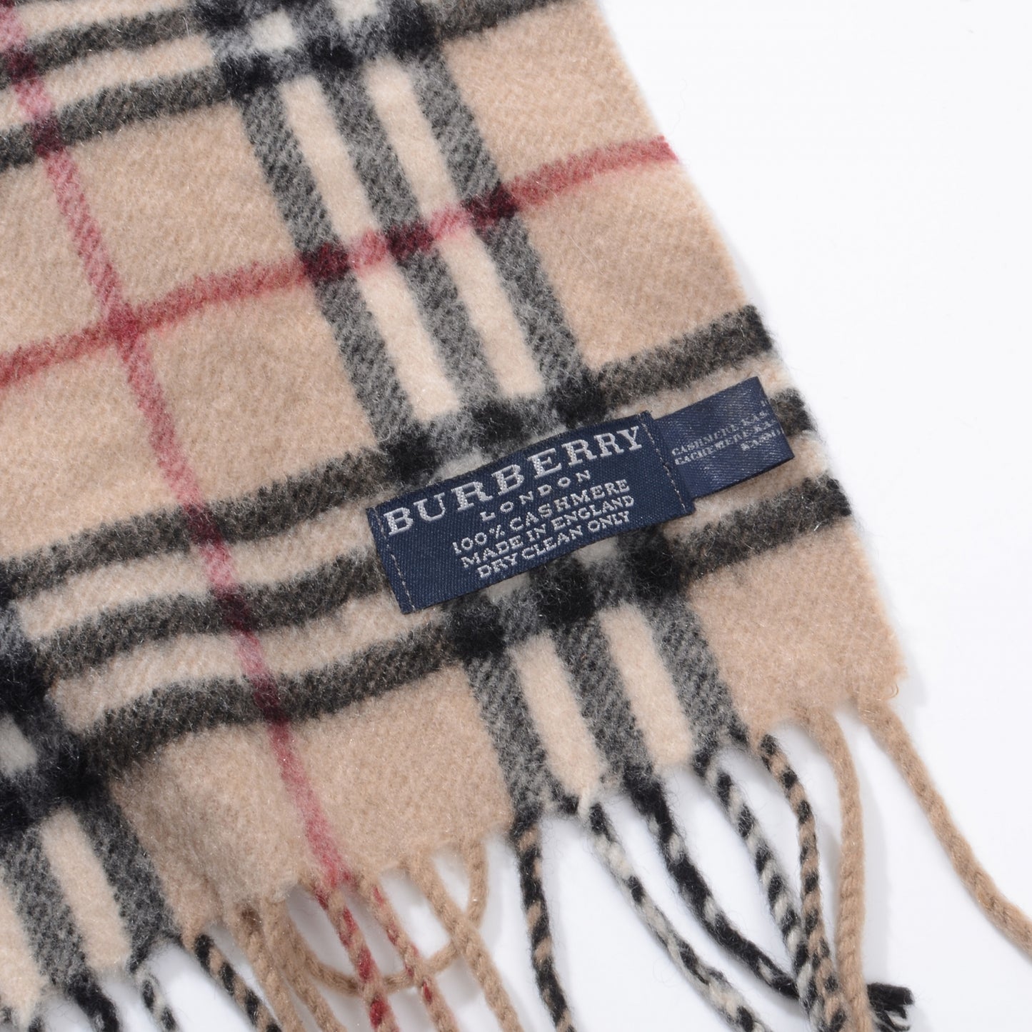 Cashmere Classic Check Fringe Scarf Camel
