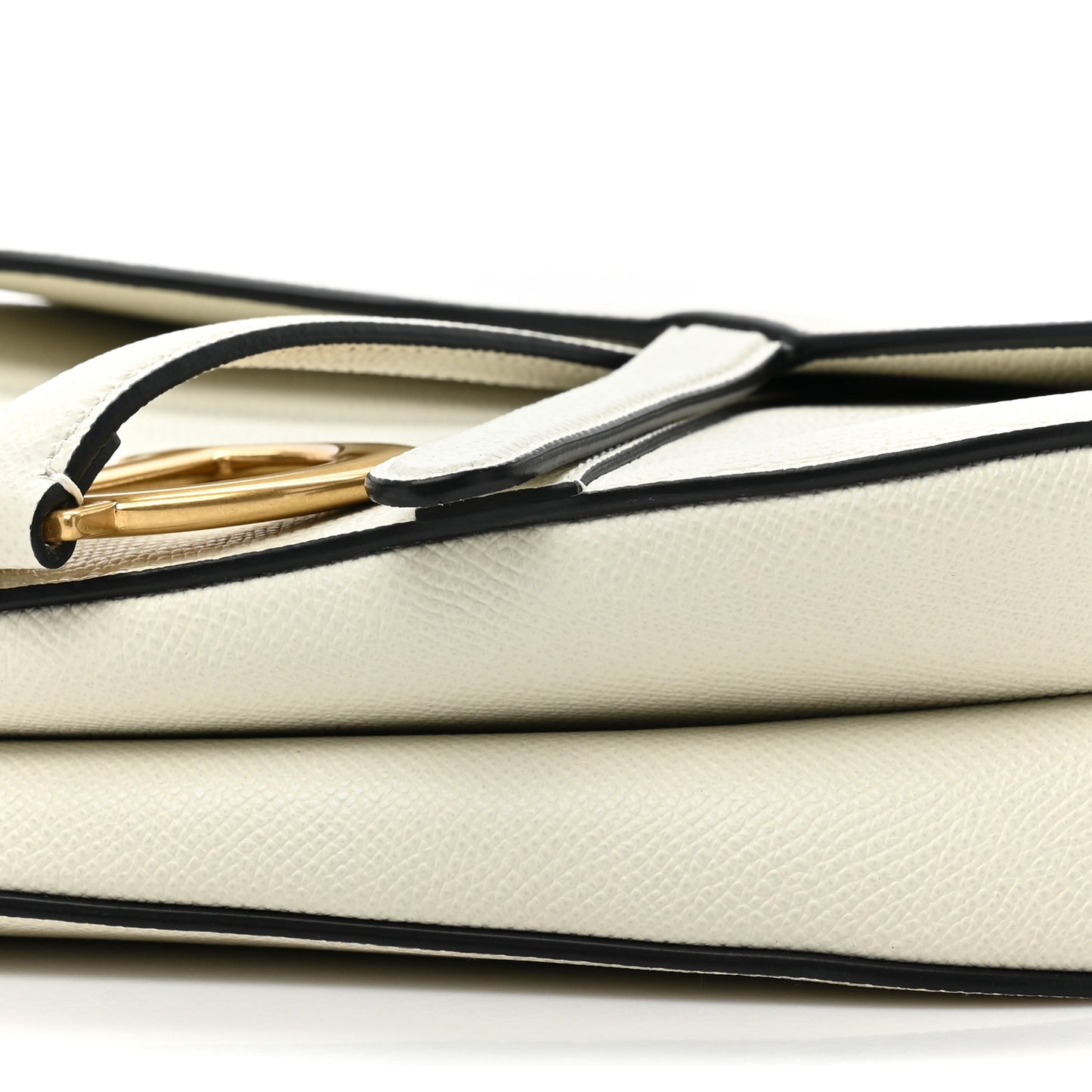 Grained Calfskin Saddle Bag With Strap Latte