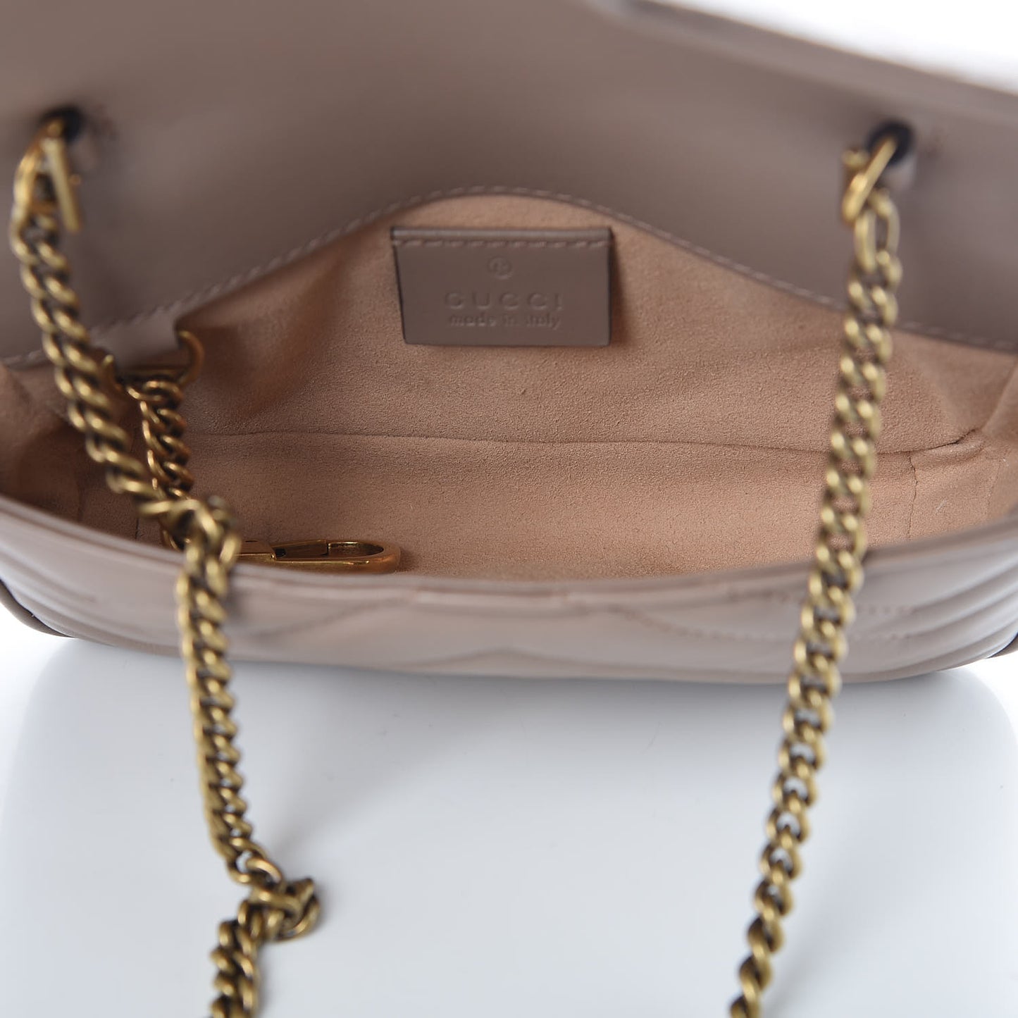 Calfskin Matelasse Super Mini GG Marmont Shoulder Bag Porcelain Rose