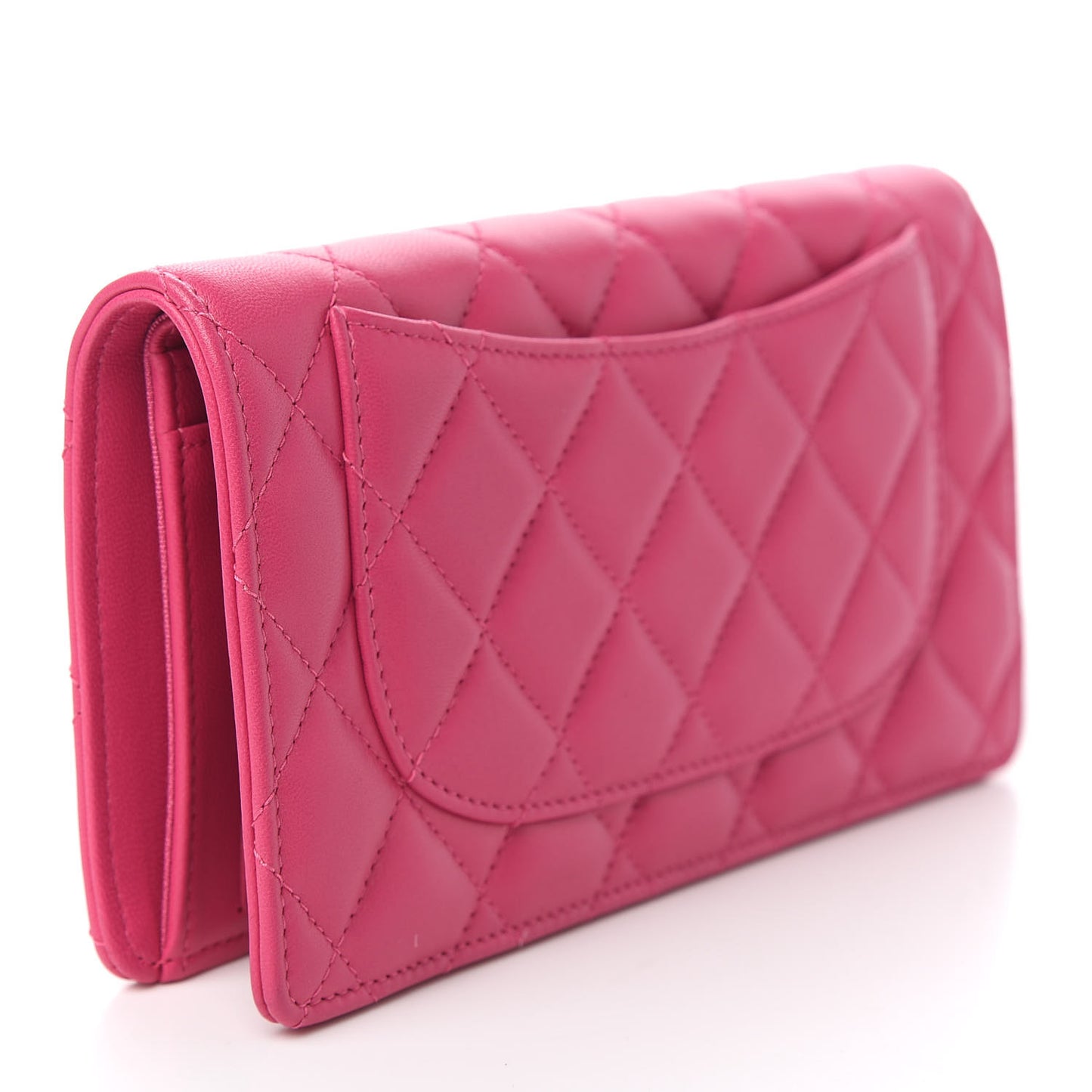 Lambskin Quilted Yen Wallet Fuchsia