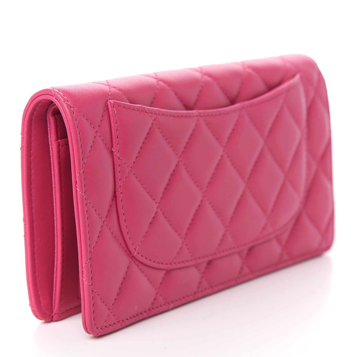 Chanel Lambskin Quilted Yen Wallet Fuchsia 2 of 8