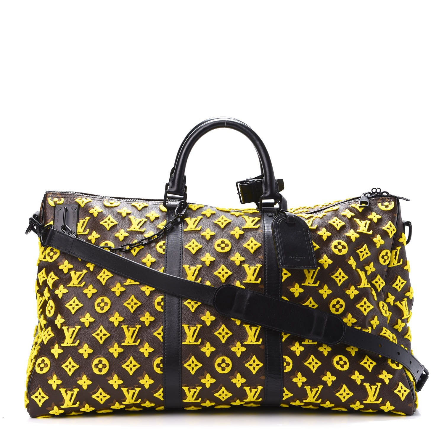 Louis Vuitton Monogram Tuffetage Keepall Triangle Bandouliere 50 Jaune 1 of 12
