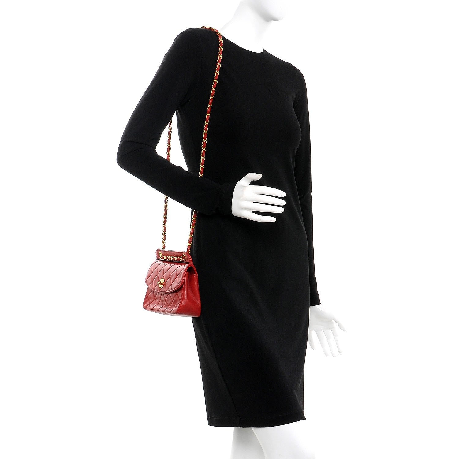 Chanel Lambskin Quilted Shoulder Flap Bag Red 2 of 10