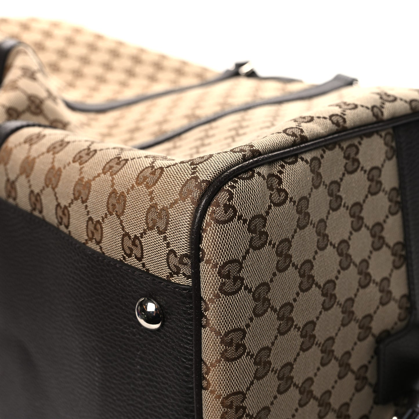 Monogram Dollar Calfskin Large Boston Duffle Bag Beige Ebony Testa di Moro Marrone Scuro