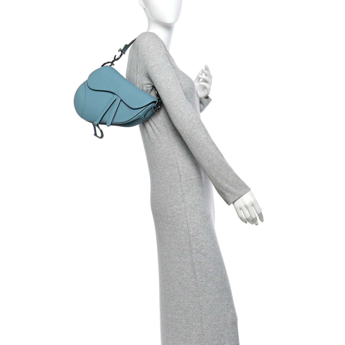 Grained Calfskin Saddle Bag Azure Blue
