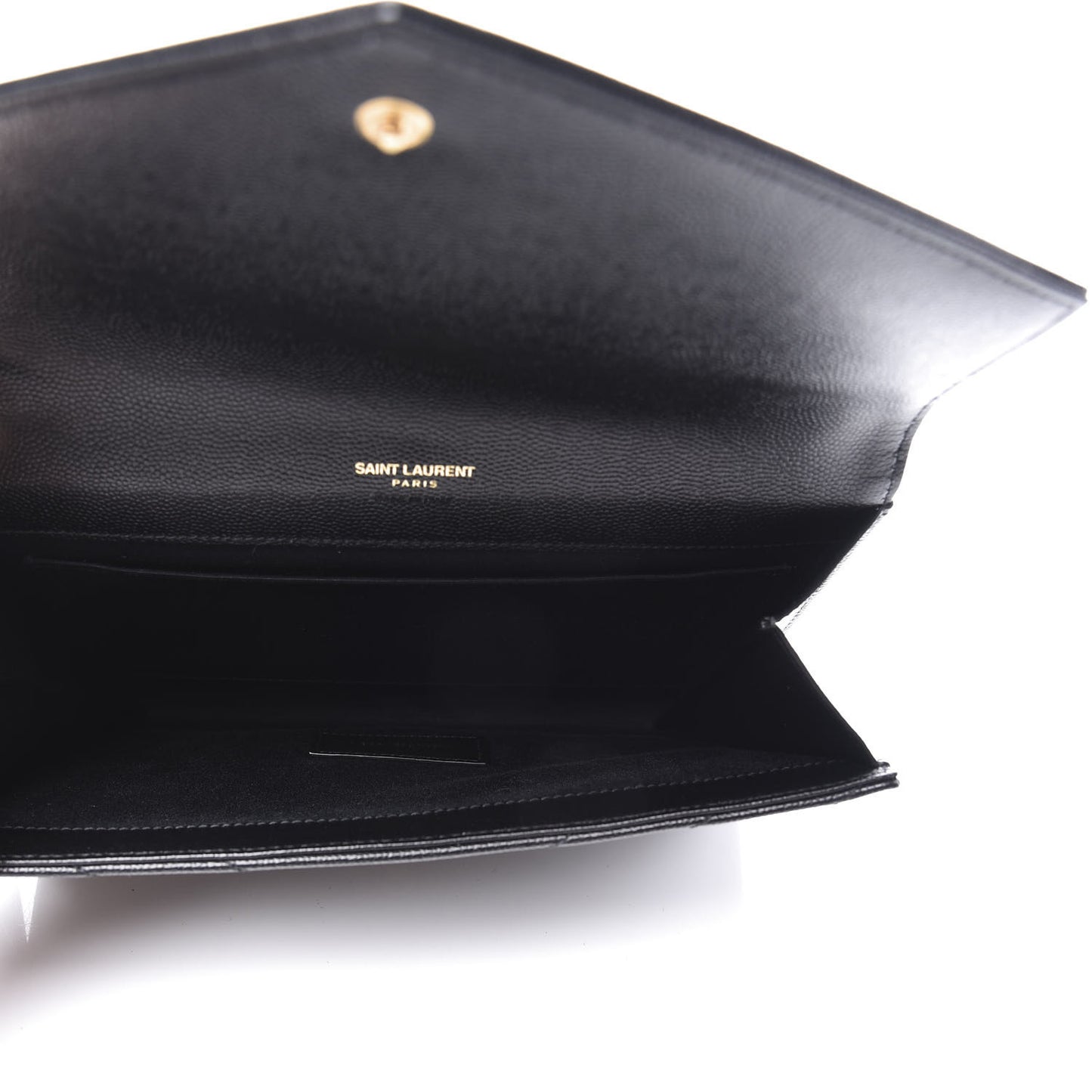 Grain De Poudre Matelasse Chevron Monogram Envelope Clutch Black