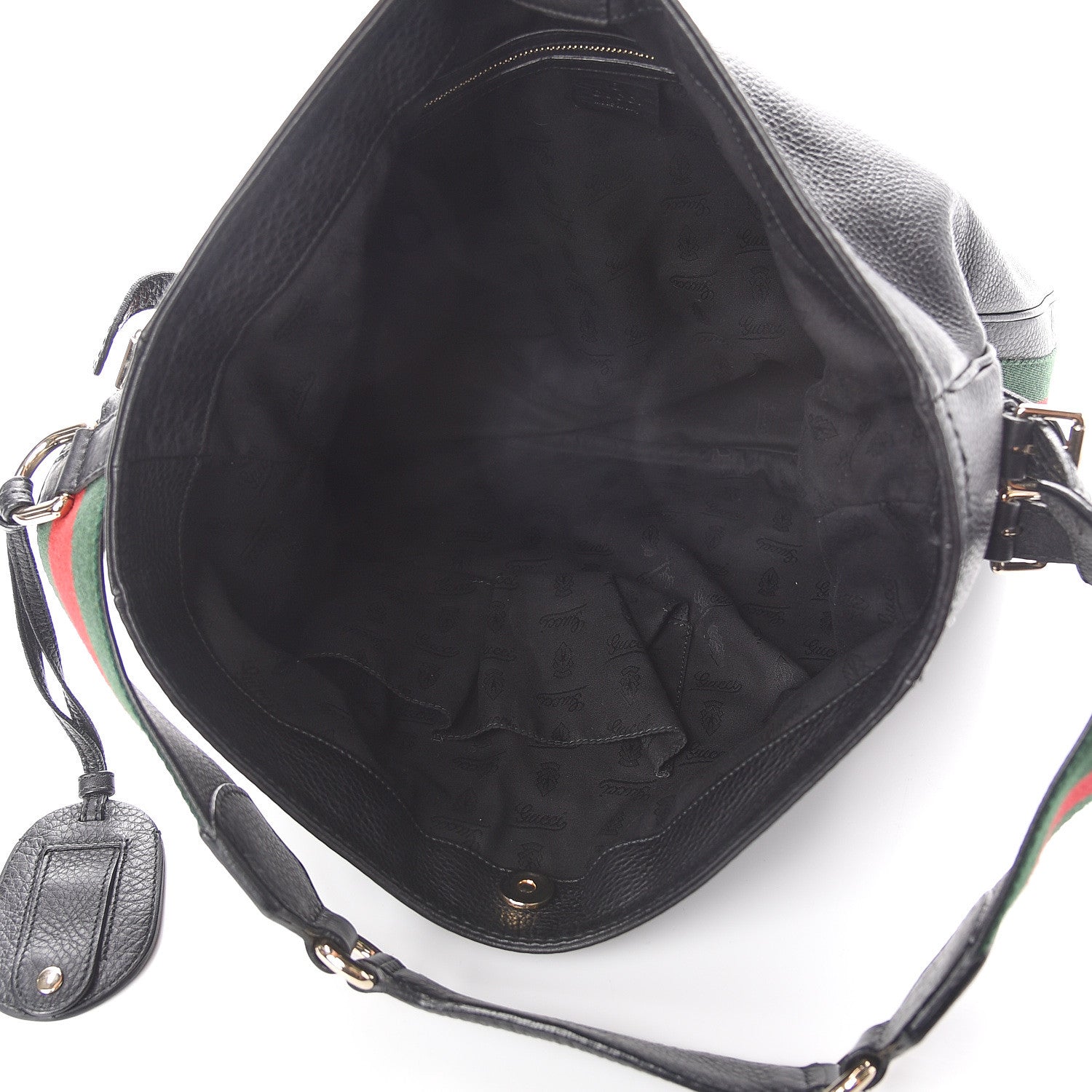 Gucci Pebbled Calfskin Medium Heritage Shoulder Bag Black 4 of 8