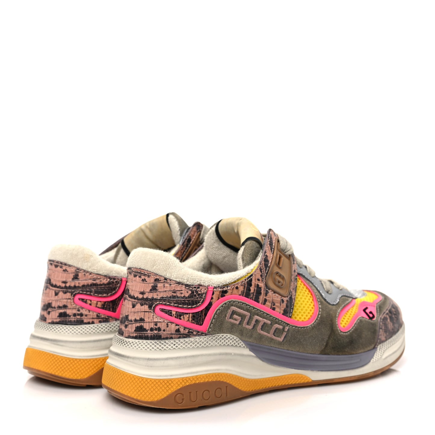 Suede Calfskin Tejus Printed Womens Ultrapace Sneakers 36 Pink Silver Oatmeal Yolk