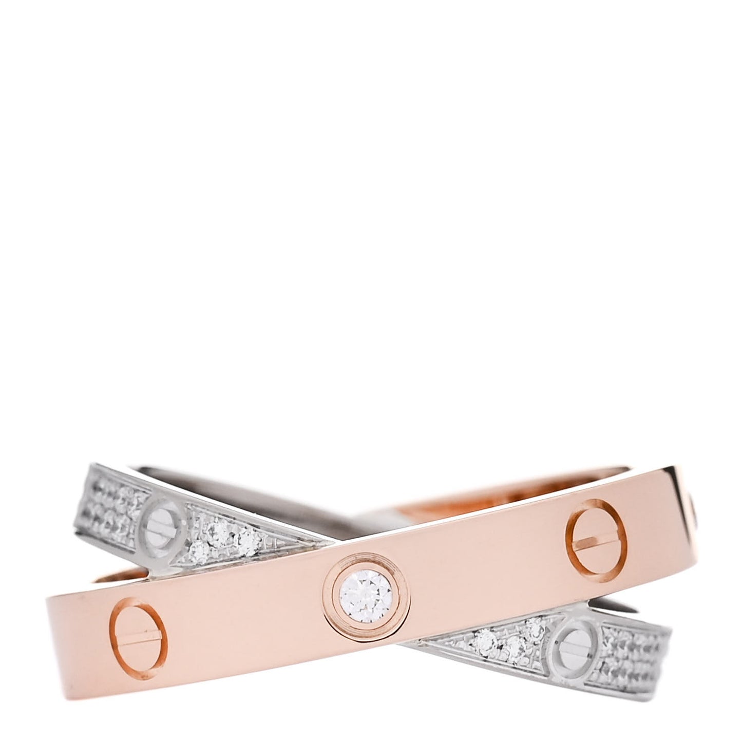 18K Pink White Gold Diamond LOVE Pave Ring 51 5.75