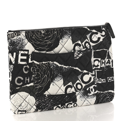 Chanel Jersey Quilted Graffiti Large Reissue Cosmetic Case Black White 3 of 9