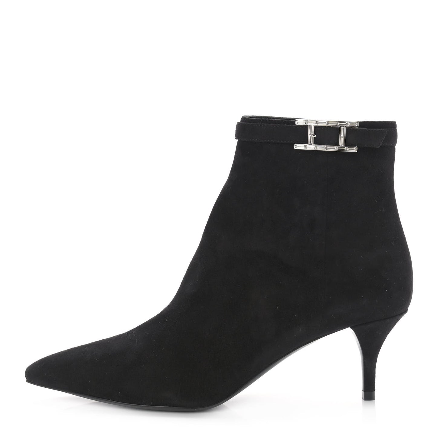 Suede Goatskin Rhinestone Blanche Ankle Boots 37.5 Black