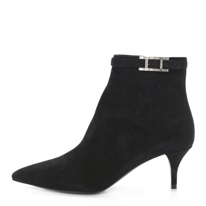 Hermes Suede Goatskin Rhinestone Blanche Ankle Boots 37.5 Black 1 of 10