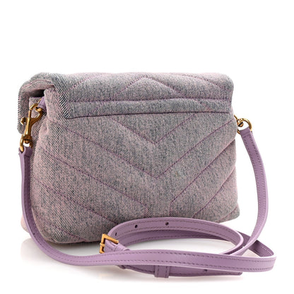 Saint Laurent Denim Y Quilted Monogram Toy Loulou Crossbody Bag Bleached Lilac 3 of 9