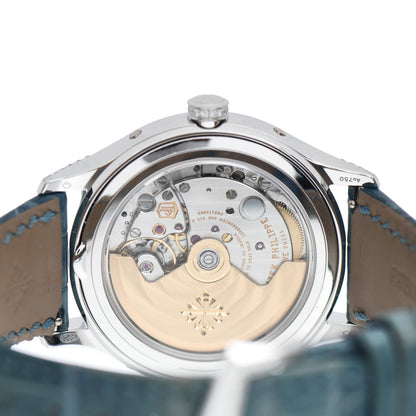 Patek Philippe 18K White Gold Alligator Diamond Bezel 38mm Annual Calendar Automatic Watch Blue 4947G-001 4 of 6