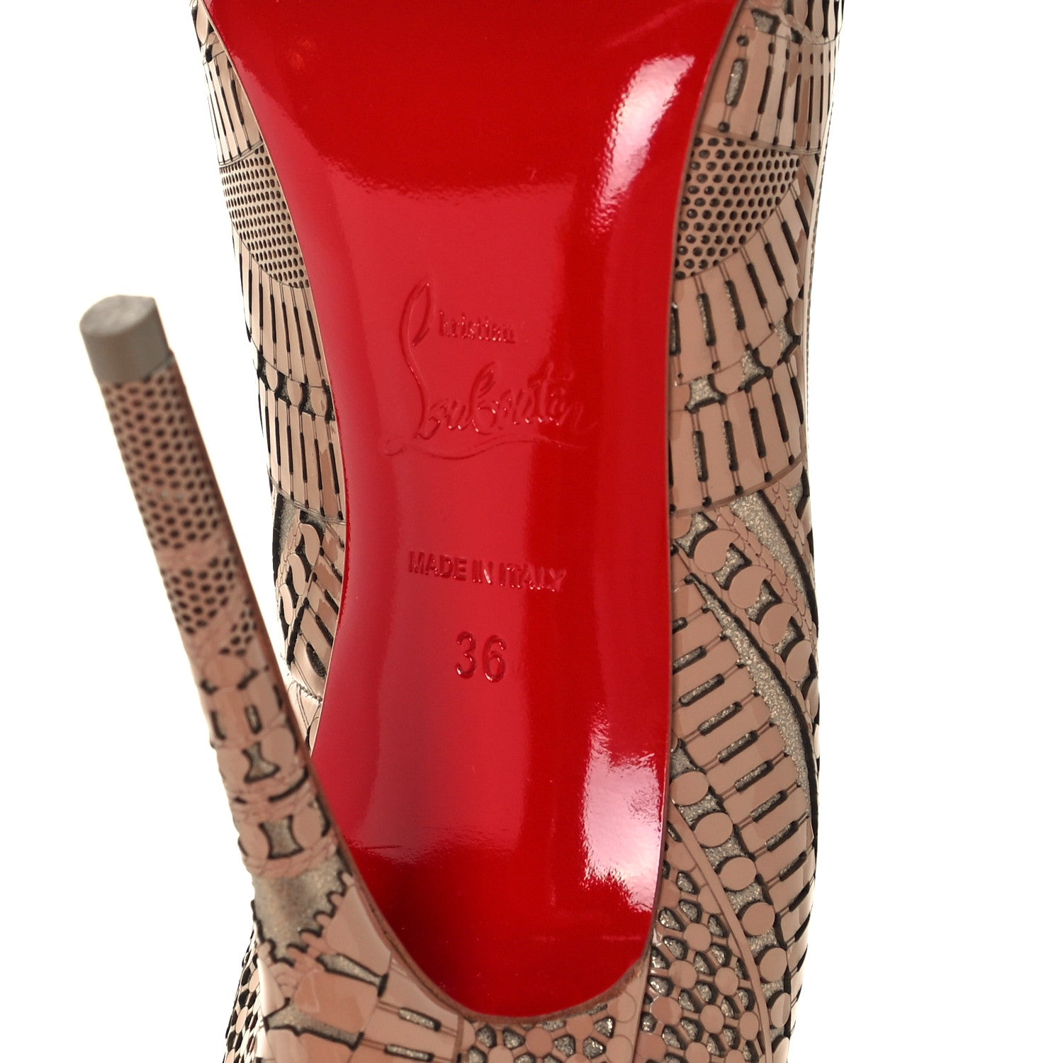 Christian Louboutin Patent Suede Burma Laser Cut Kristali 120 Pumps 36 Nude 8 of 10