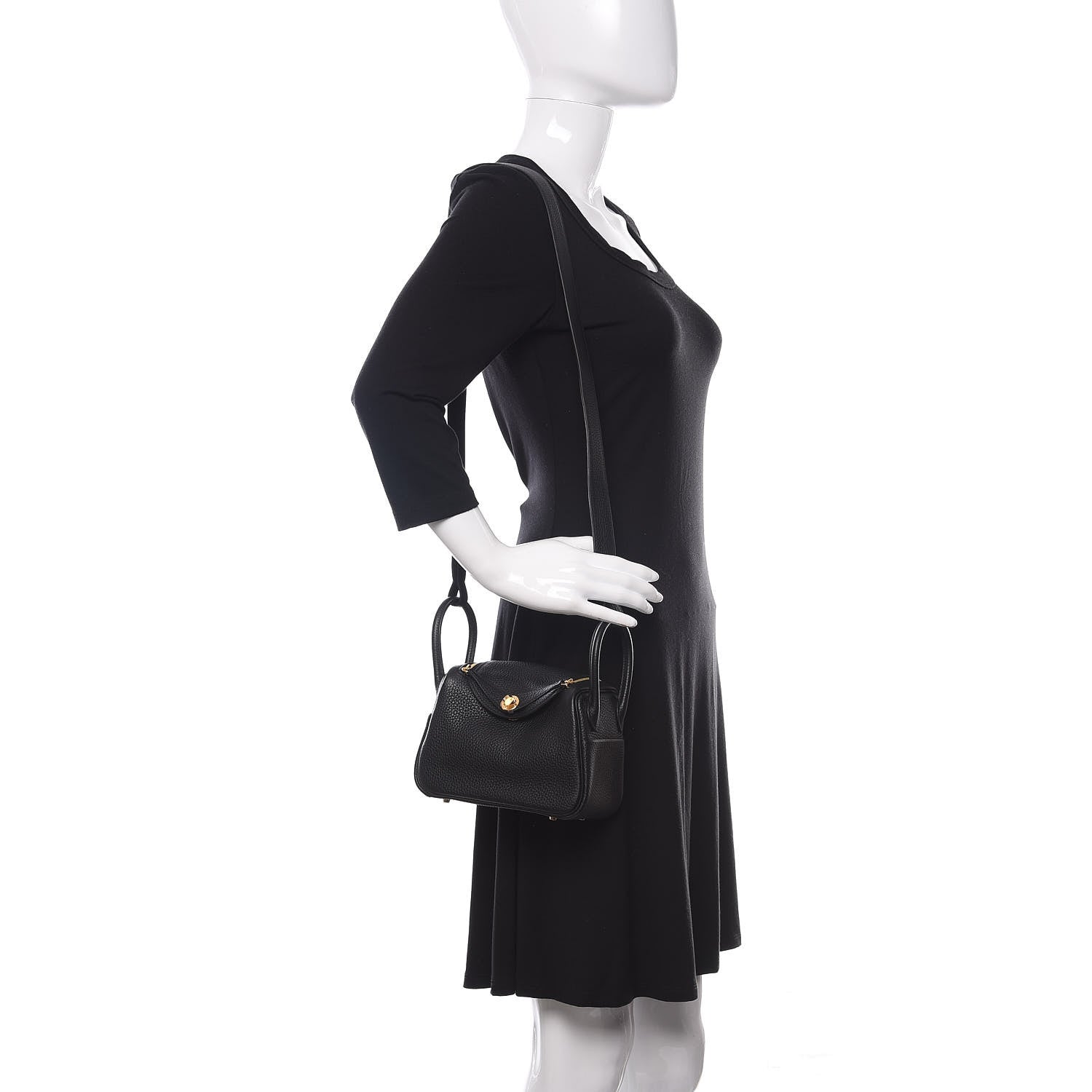 Hermes Taurillon Clemence Mini Lindy 20 Black 2 of 8