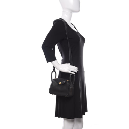 Hermes Taurillon Clemence Mini Lindy 20 Black 2 of 8