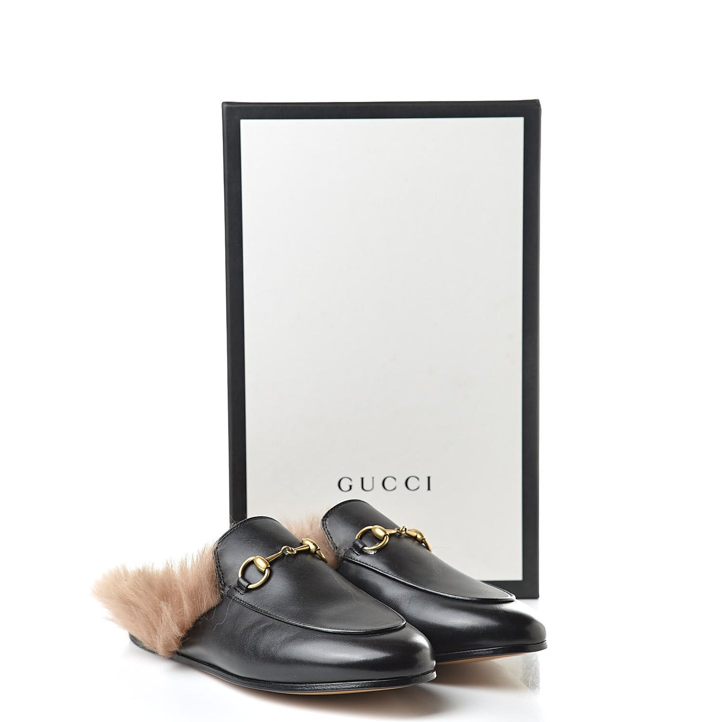 Calfskin Fur Womens Princetown Slippers 36.5 Black