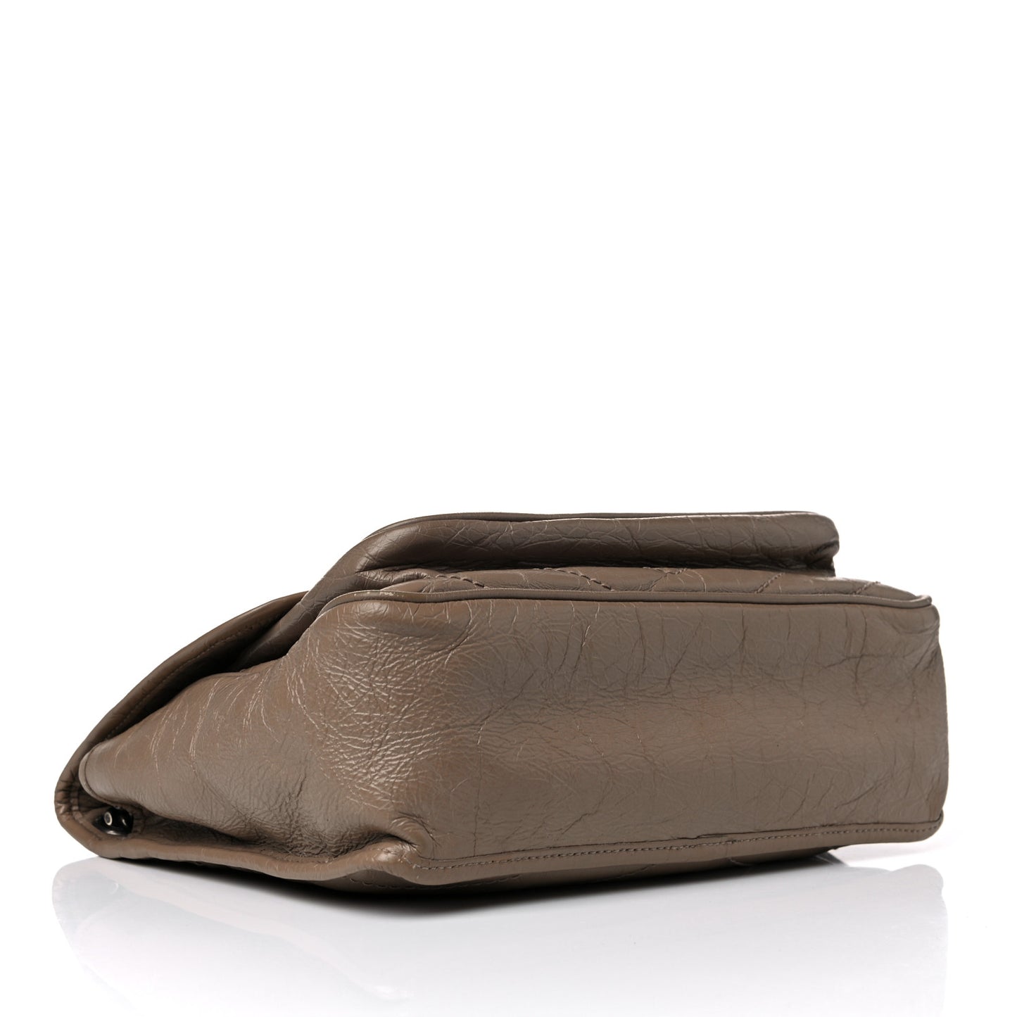 Crinkled Calfskin Matelasse Monogram Medium Niki Chain Satchel Light Taupe
