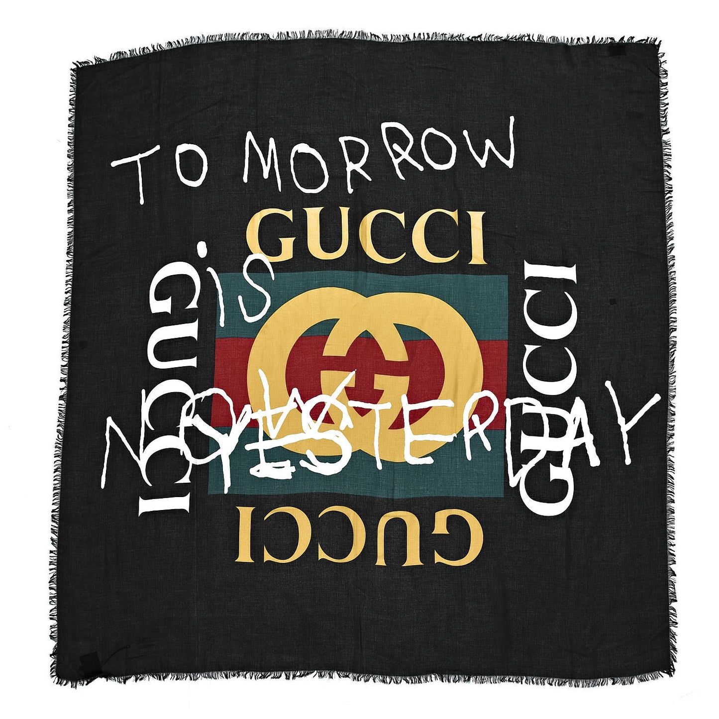 Modal Silk Coco Capitan Logo Square Scarf Black