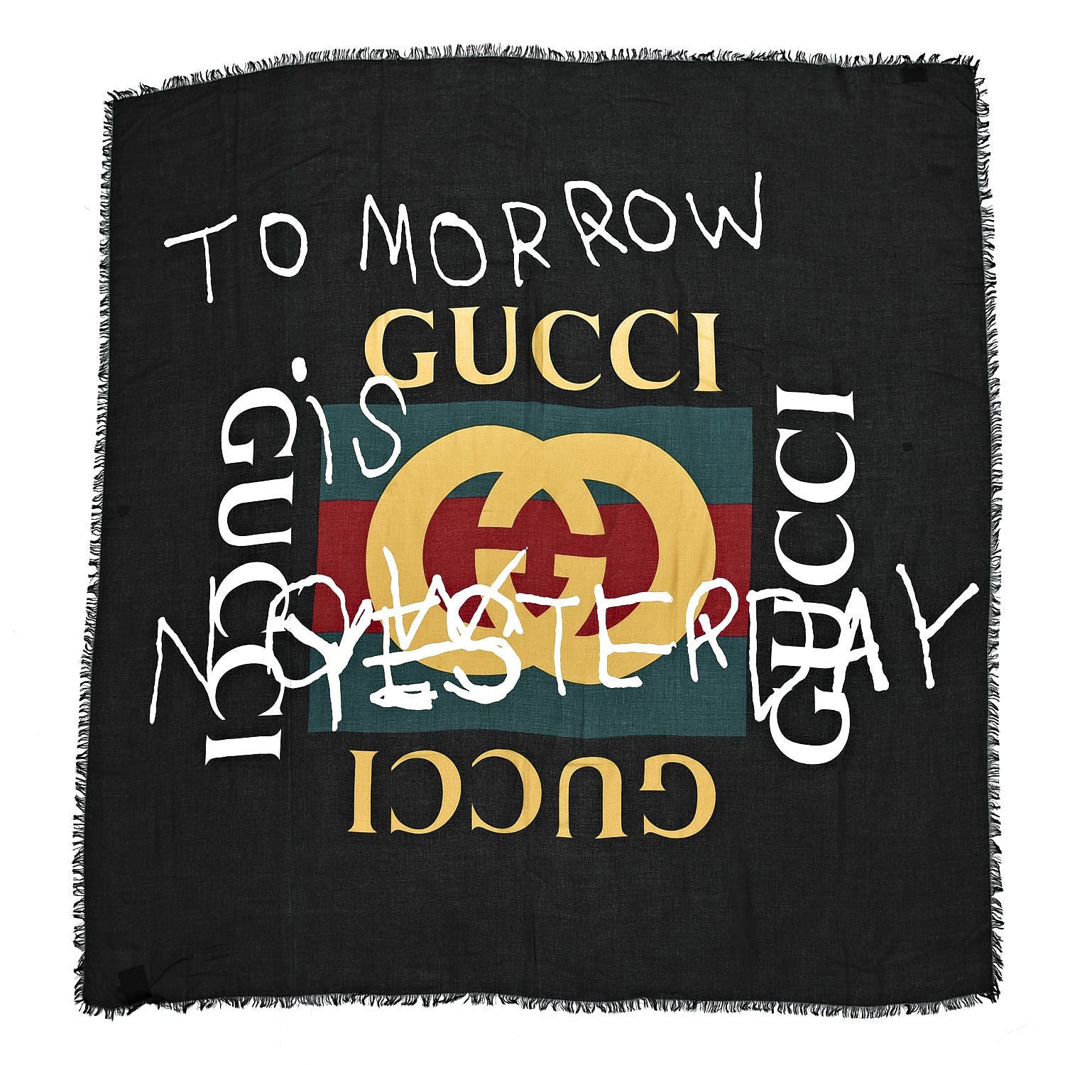 Gucci Modal Silk Coco Capitan Logo Square Scarf Black 1 of 4