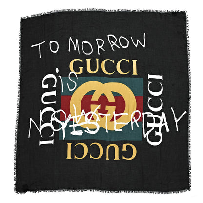 Gucci Modal Silk Coco Capitan Logo Square Scarf Black 1 of 4