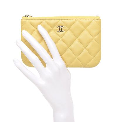 Chanel Lambskin Quilted Small Cosmetic Case Yellow 2 of 8