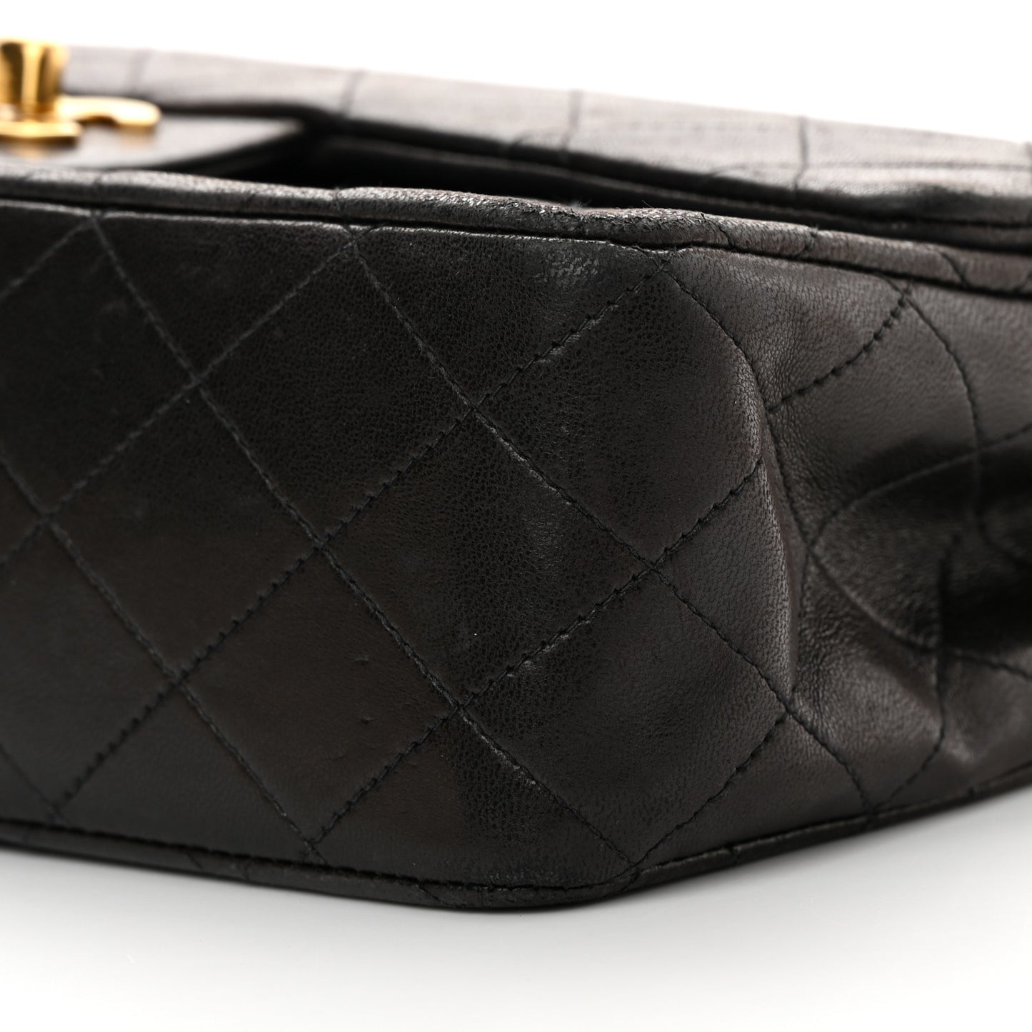 Lambskin Quilted Medium Double Flap Black