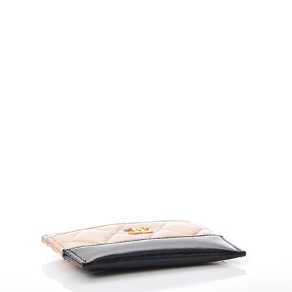 Chanel Aged Calfskin Quilted Gabrielle Card Holder Wallet Beige Black 4 of 9