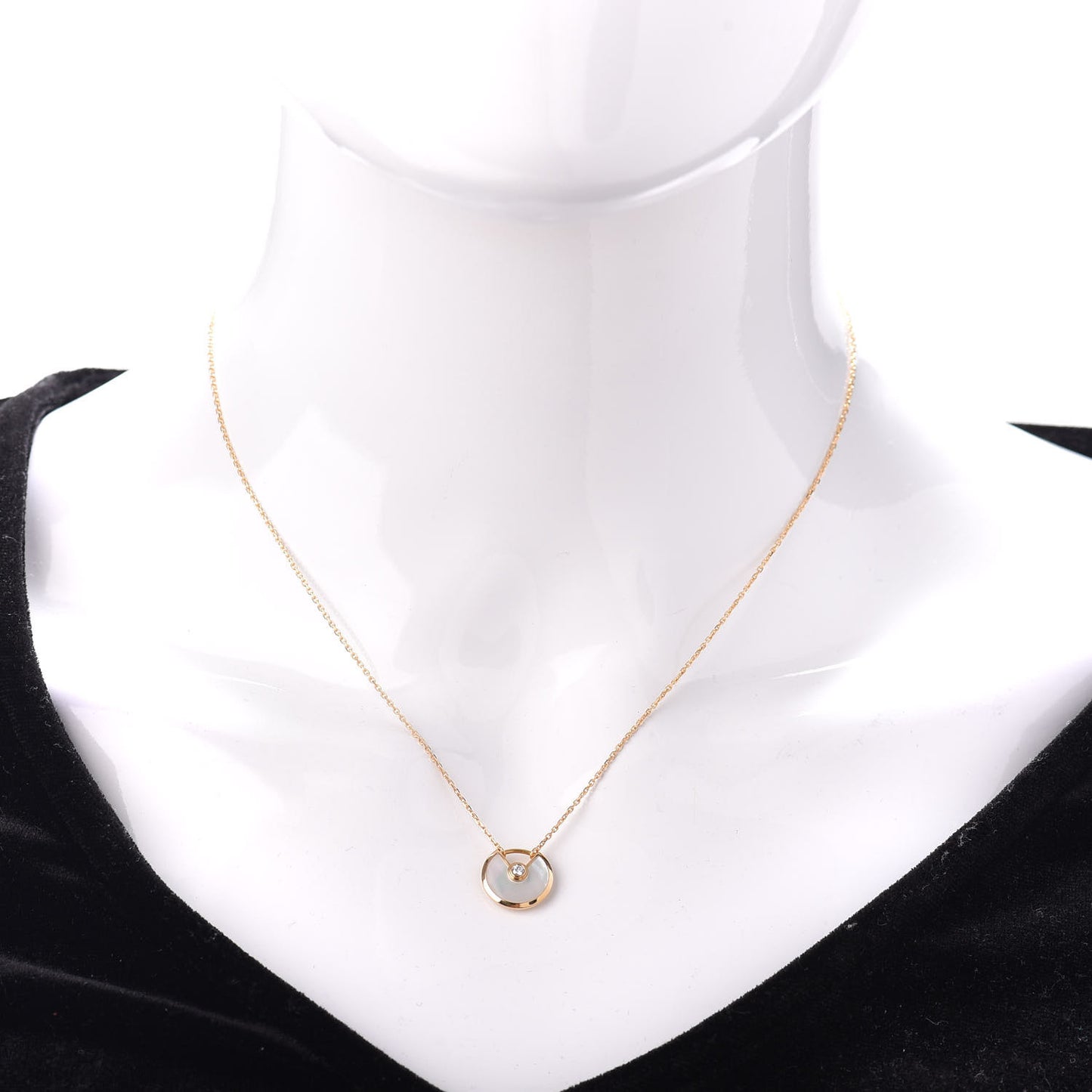 18K Yellow Gold Diamond Mother of Pearl XS Amulette de Cartier Pendant Necklace