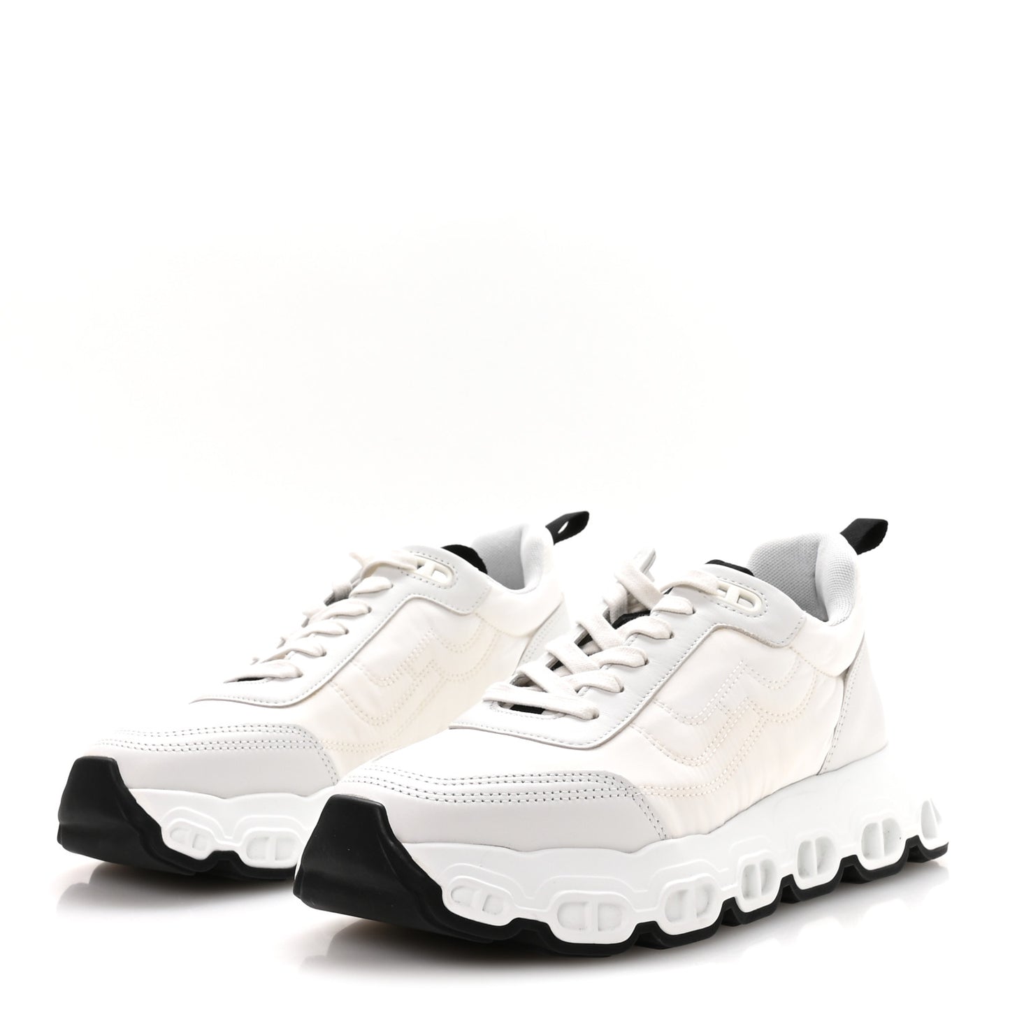 Parachute Fabric Calfskin Impulse Sneakers 38.5 White
