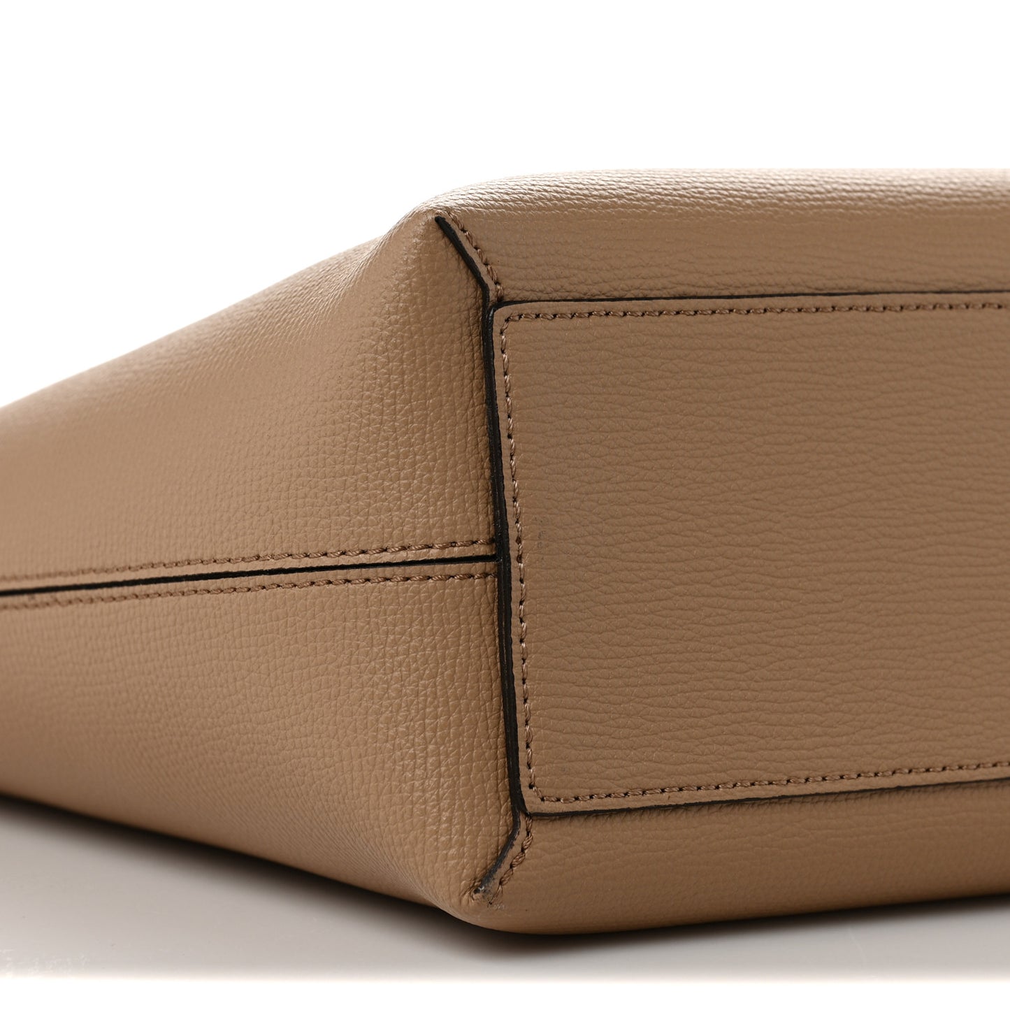 Grainy Calfskin Haymarket Check Small Reversible Tote Mid Camel