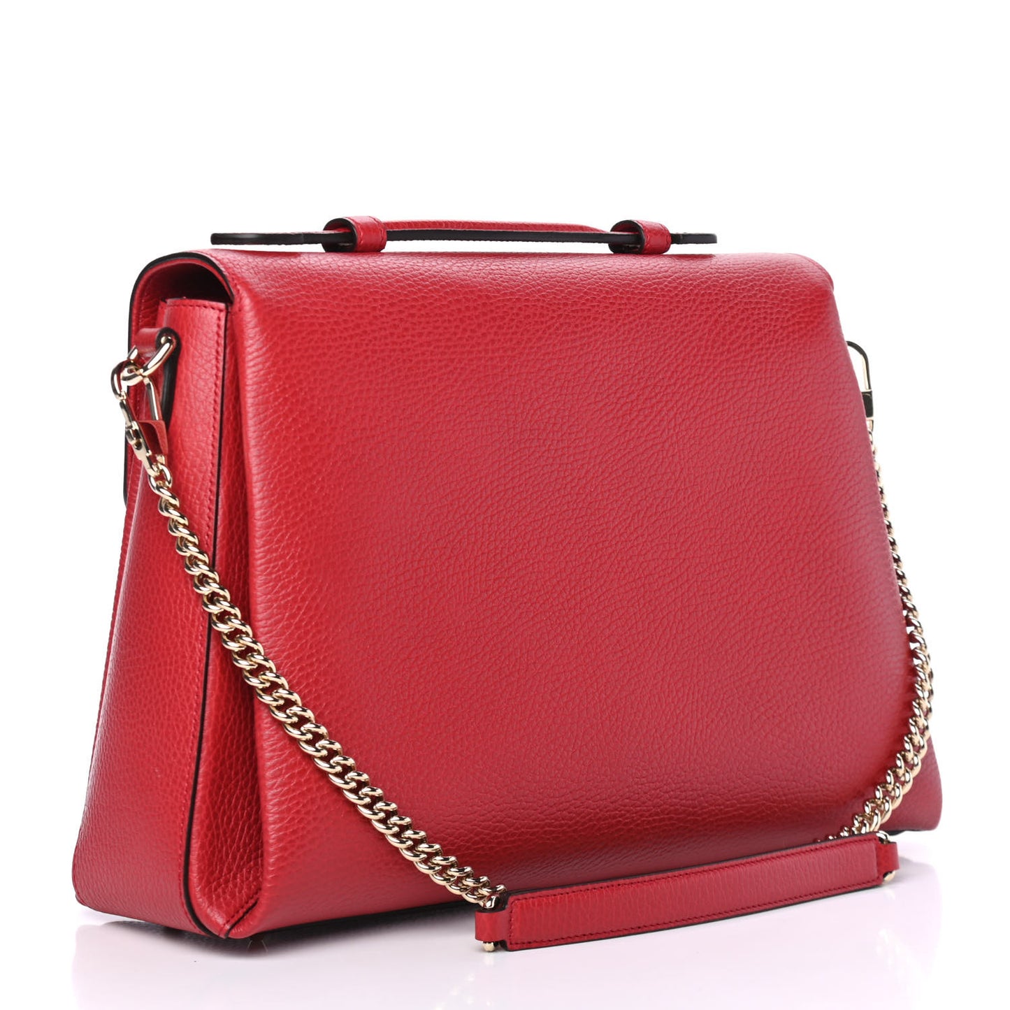 Dollar Calfskin Medium Interlocking G Top Handle Shoulder Bag Red
