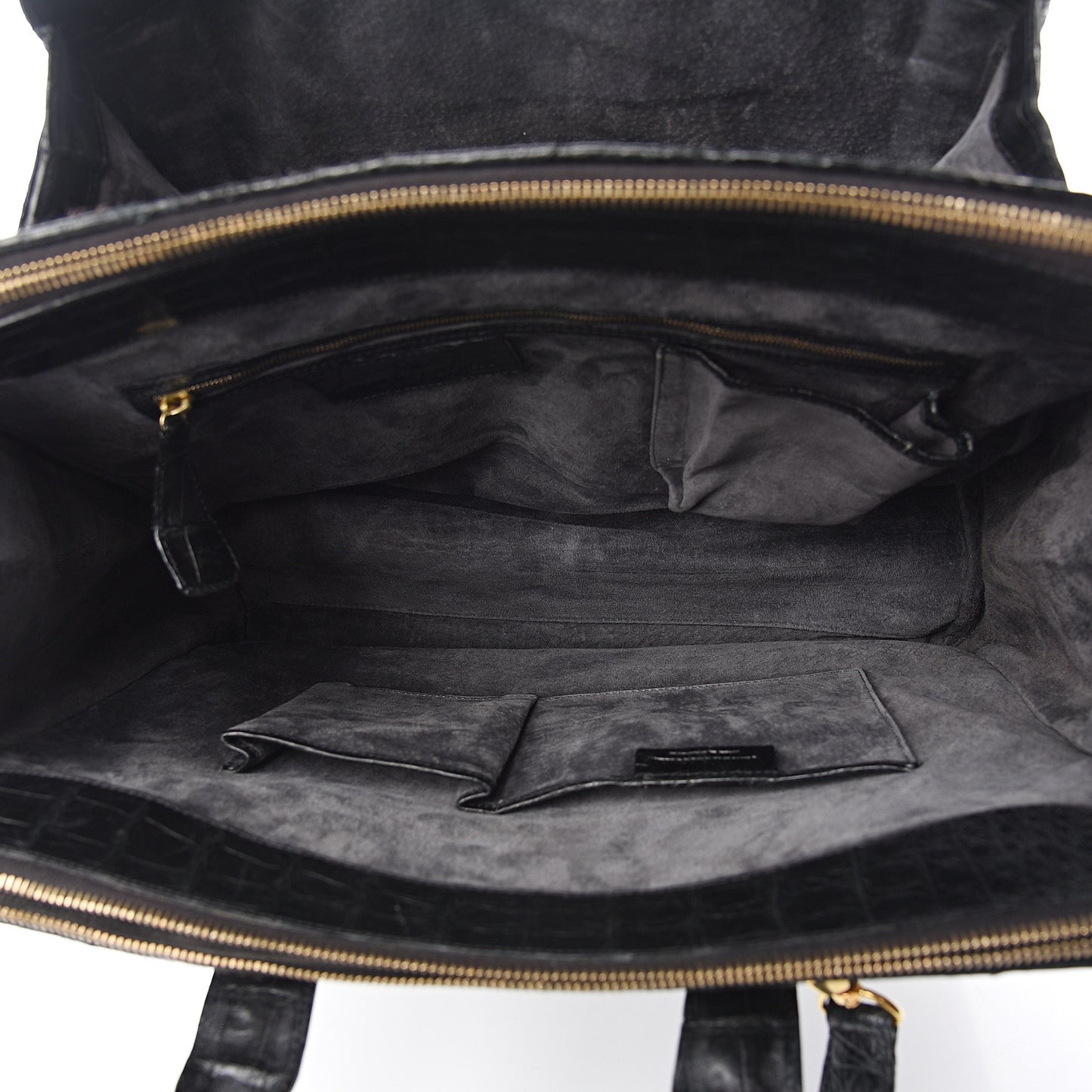 Crocodile Calf Hair Leopard Print Satchel Black