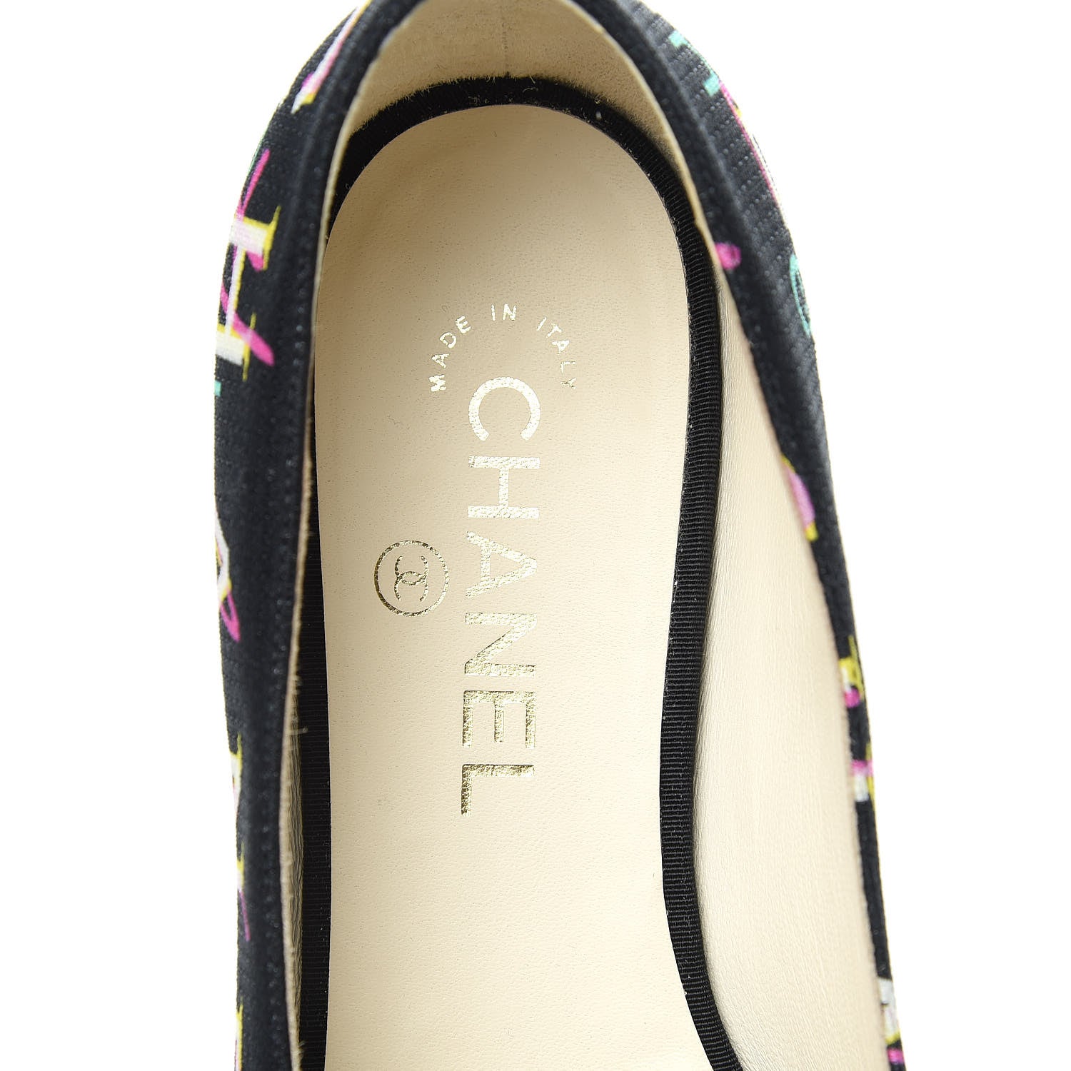 Chanel Fabric Grossgrain CC Flats 37.5 Black 7 of 9