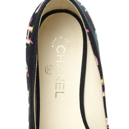 Chanel Fabric Grossgrain CC Flats 37.5 Black 7 of 9