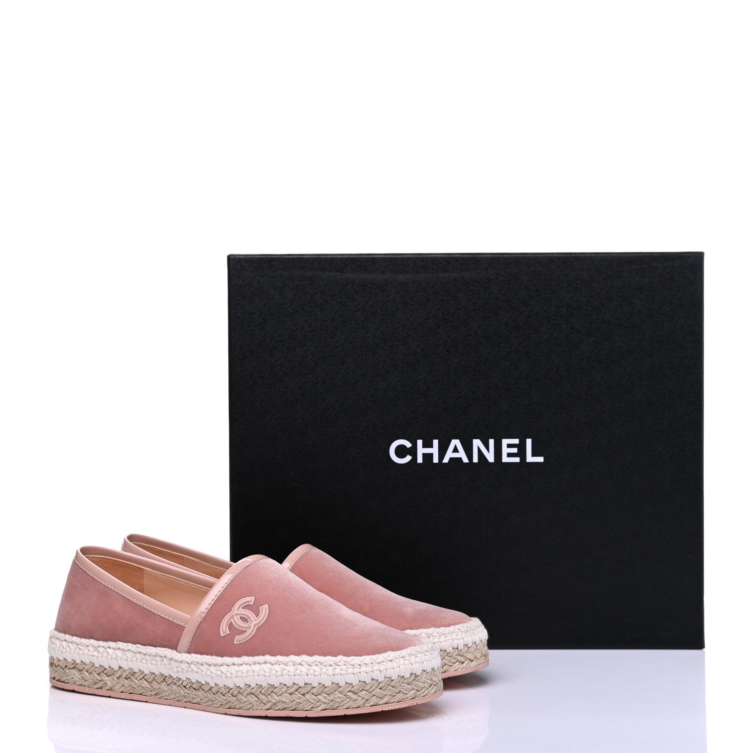 Chanel Velvet Patent CC Espadrilles 36 Pink 9 of 9