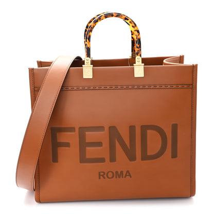 Fendi Vitello King Plexiglass Medium Fendi Sunshine Shopper Tote Cuoio 1 of 9