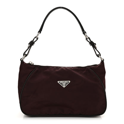Prada Tessuto Nylon Saffiano Hobo Plum 1 of 13