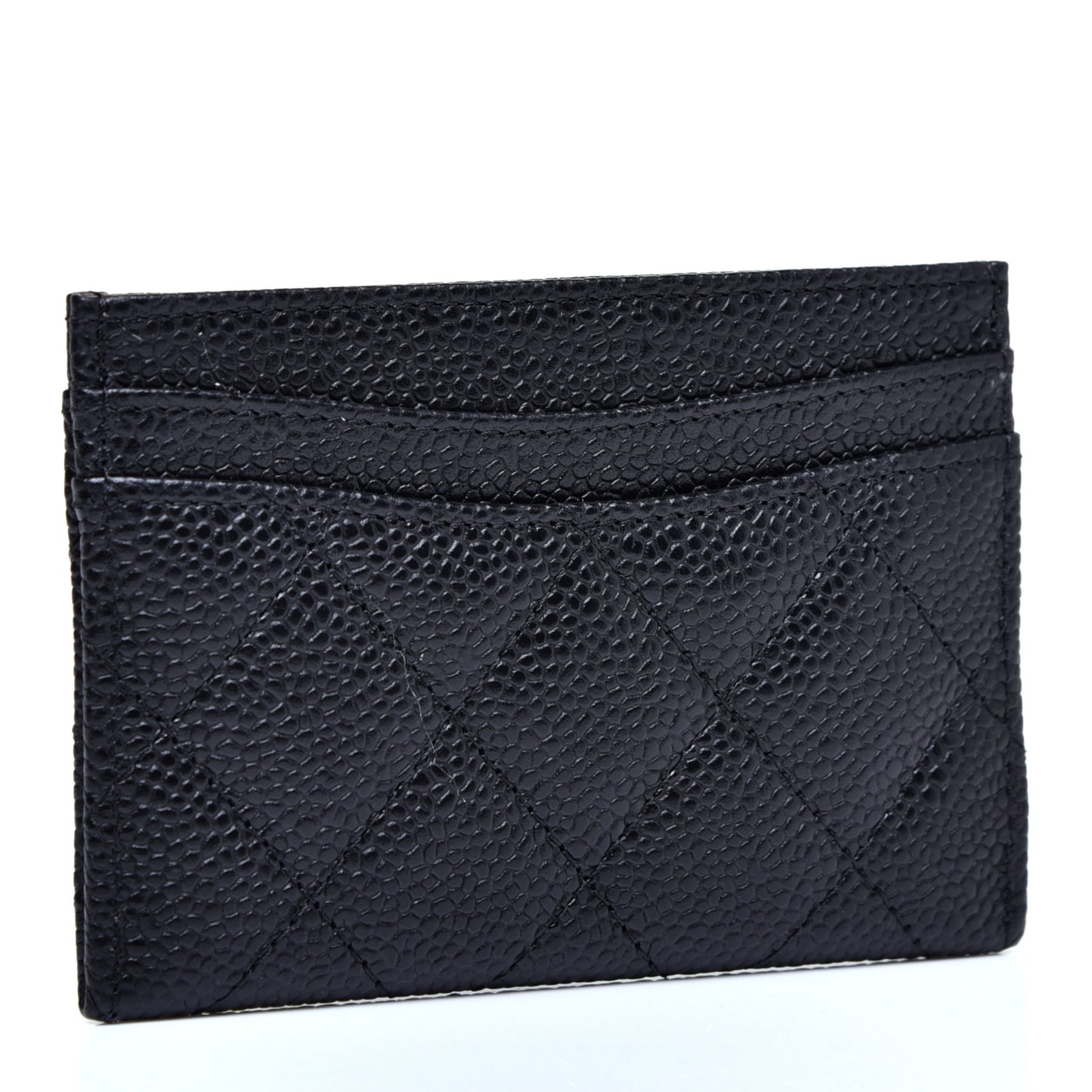 Caviar Quilted Card Holder Black