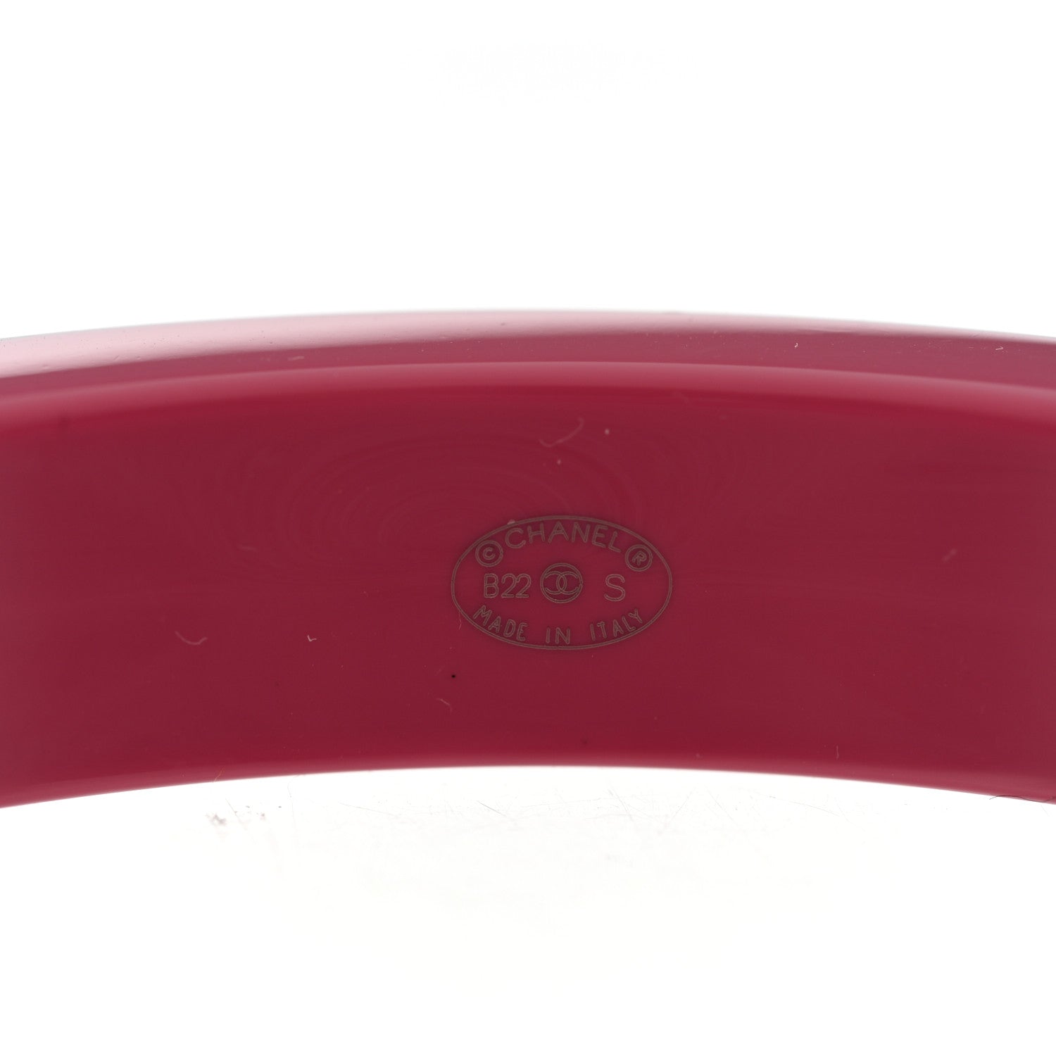 Chanel Resin Logo Bangle Bracelet Pink Black 4 of 5