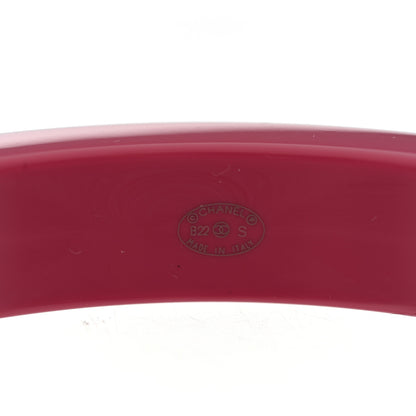 Chanel Resin Logo Bangle Bracelet Pink Black 4 of 5