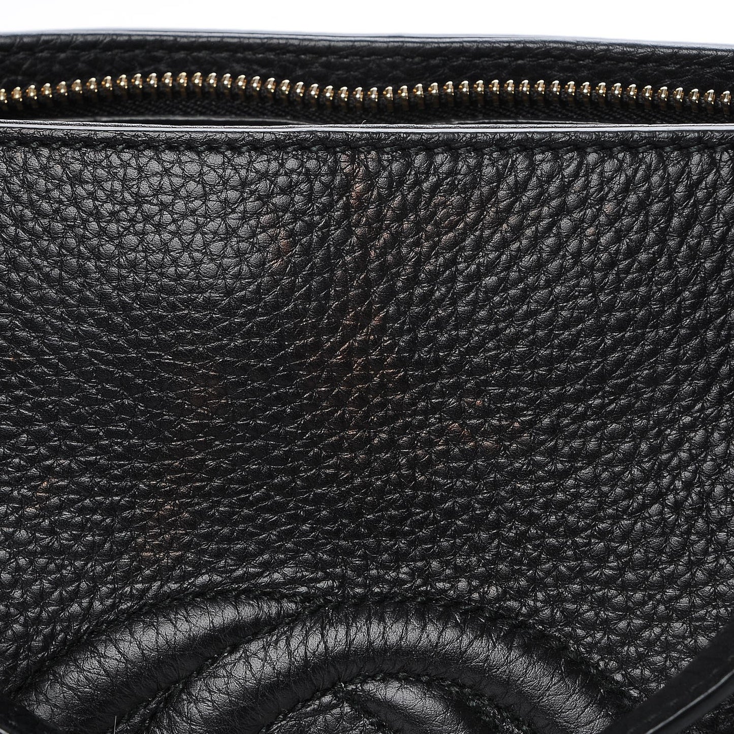 Pebbled Calfskin Small Soho Top Handle Bag Black