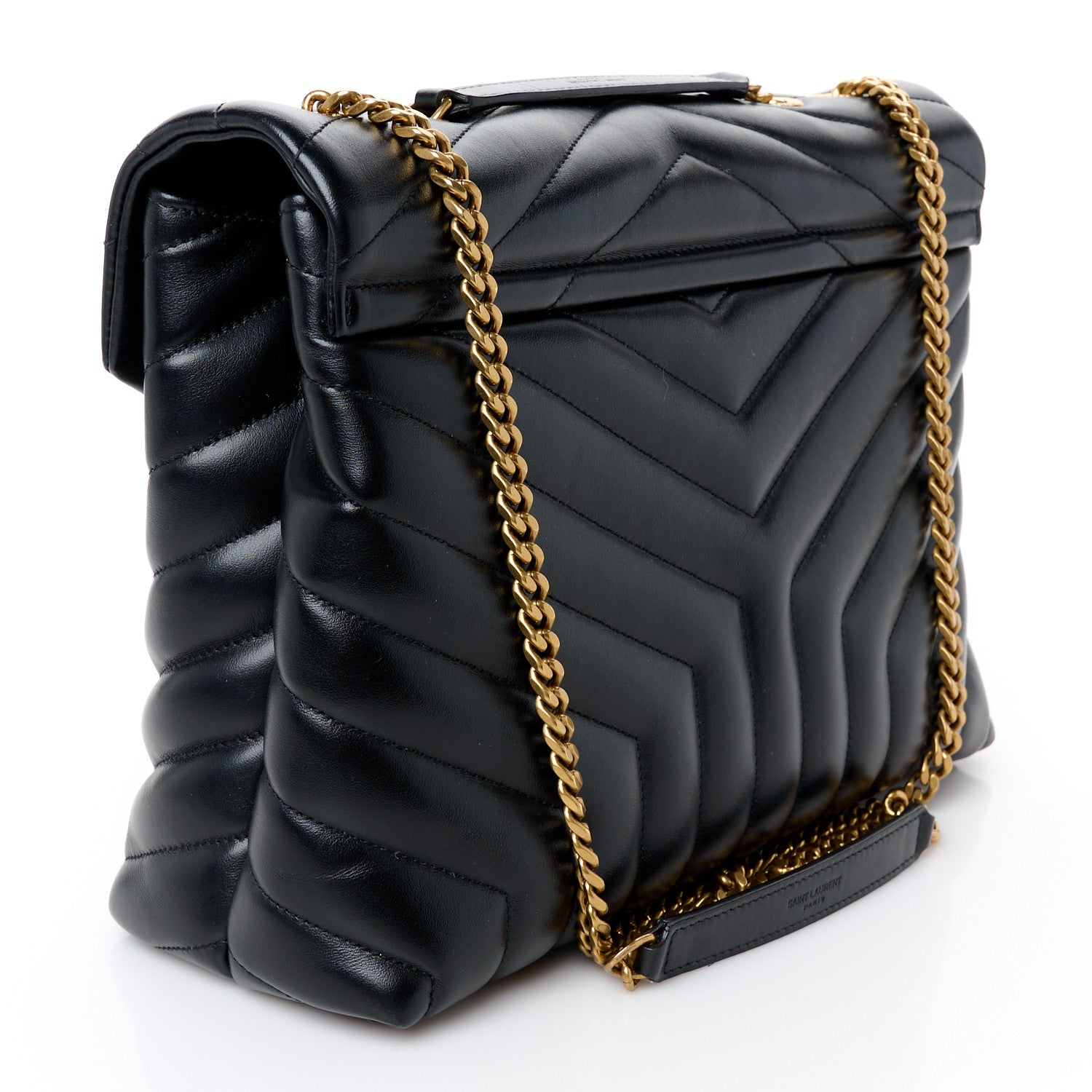 Saint Laurent Calfskin Y Quilted Monogram Medium Loulou Chain Satchel Black 3 of 11